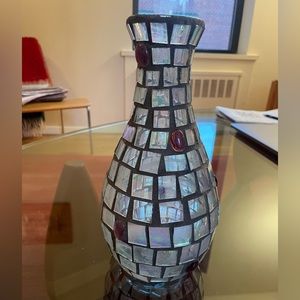 Glass Vase with Mirrored Accents